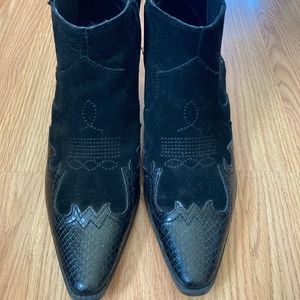 Zara Black Suede Western-Style Booties